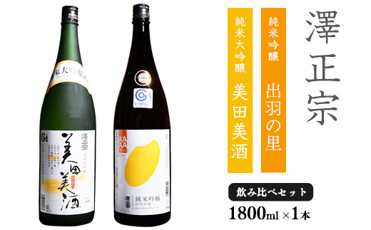 「純米大吟醸 美田美酒」と「純米吟醸 出羽の里」1800ml×２本 一升瓶 受賞酒 飲み比べセット　0260-E-FR013