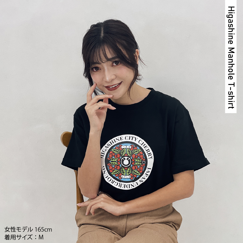 東根市 マンホールＴシャツ(黒) Mサイズ hi004-hi050-002r-m