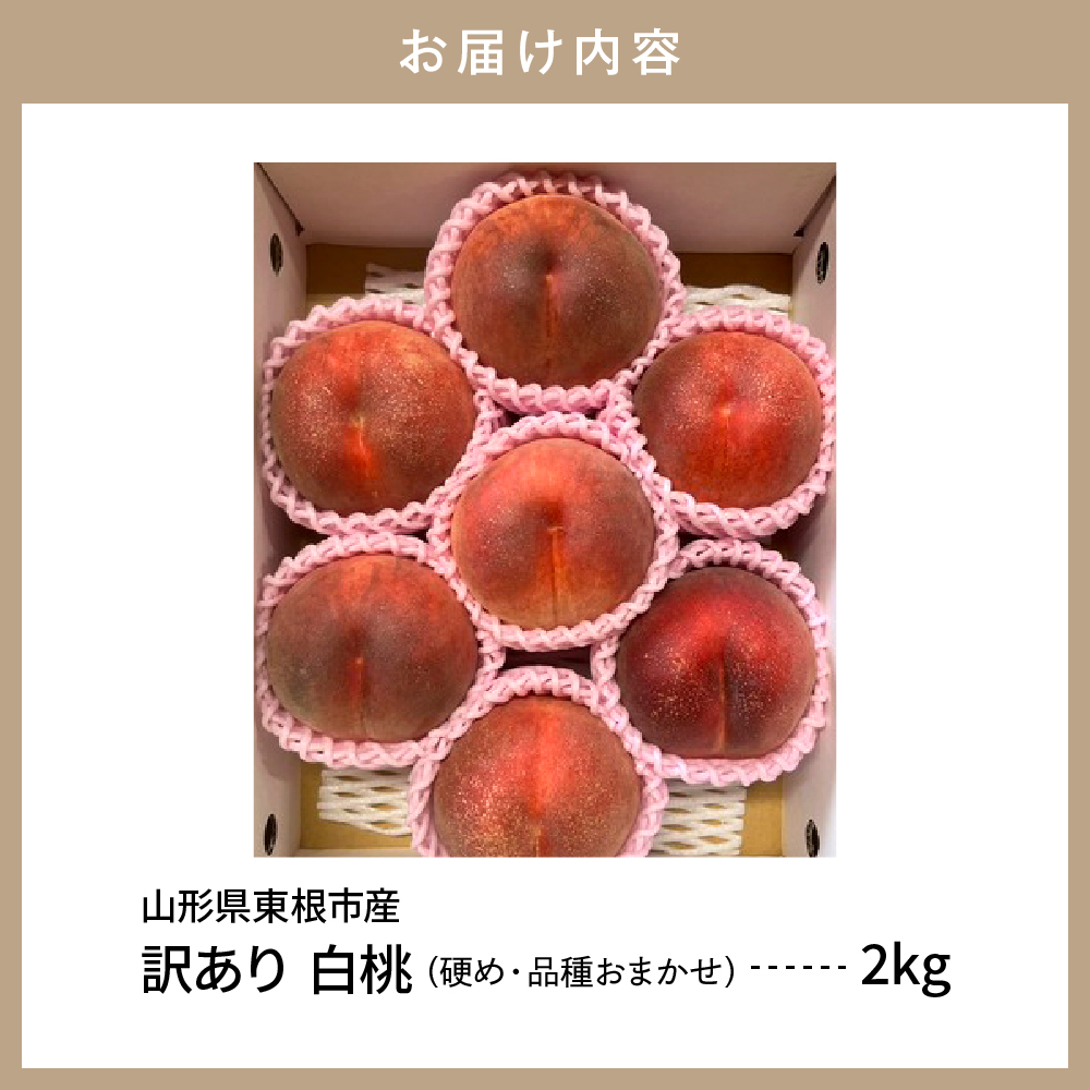 【2026年産】白桃 品種おまかせ 訳あり2kg(硬め) 松栗提供 山形県 東根市 hi062-058 白桃 品種おまかせ 訳あり2kg(硬め)