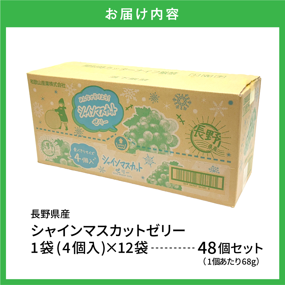 シャインマスカットゼリー1袋4個入×12袋 和歌山産業提供 山形県 東根市 hi070-007 シャインマスカットゼリー（48個）