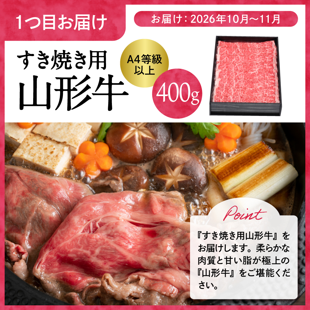 【2回定期便】2026年　ラ・フランス＆山形牛コース (2026年10月以降お届け） hi999-041