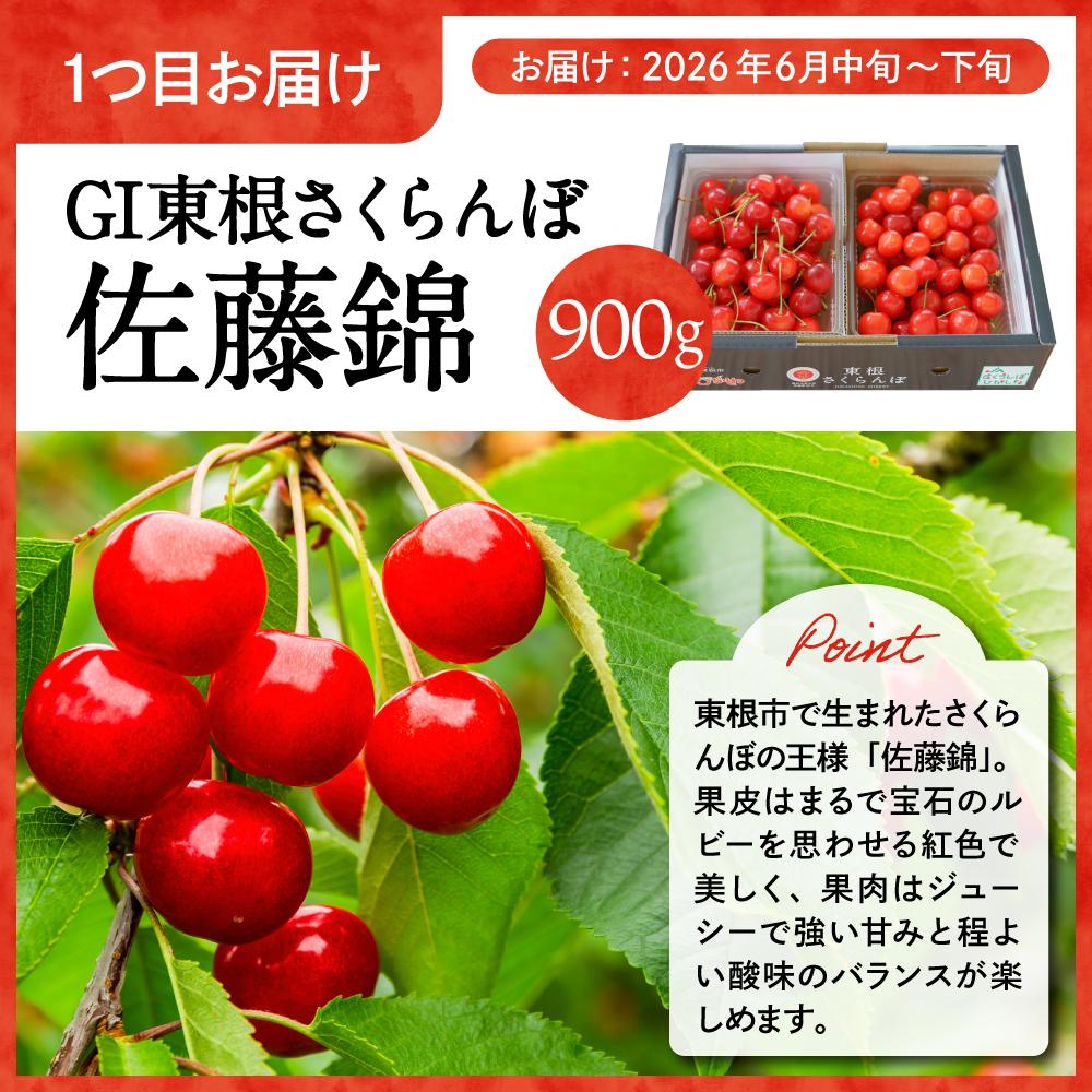 【2026年 全2回定期便】GI 東根さくらんぼ 「佐藤錦」＆山形牛コース （2026年6月からスタート）hi999-049