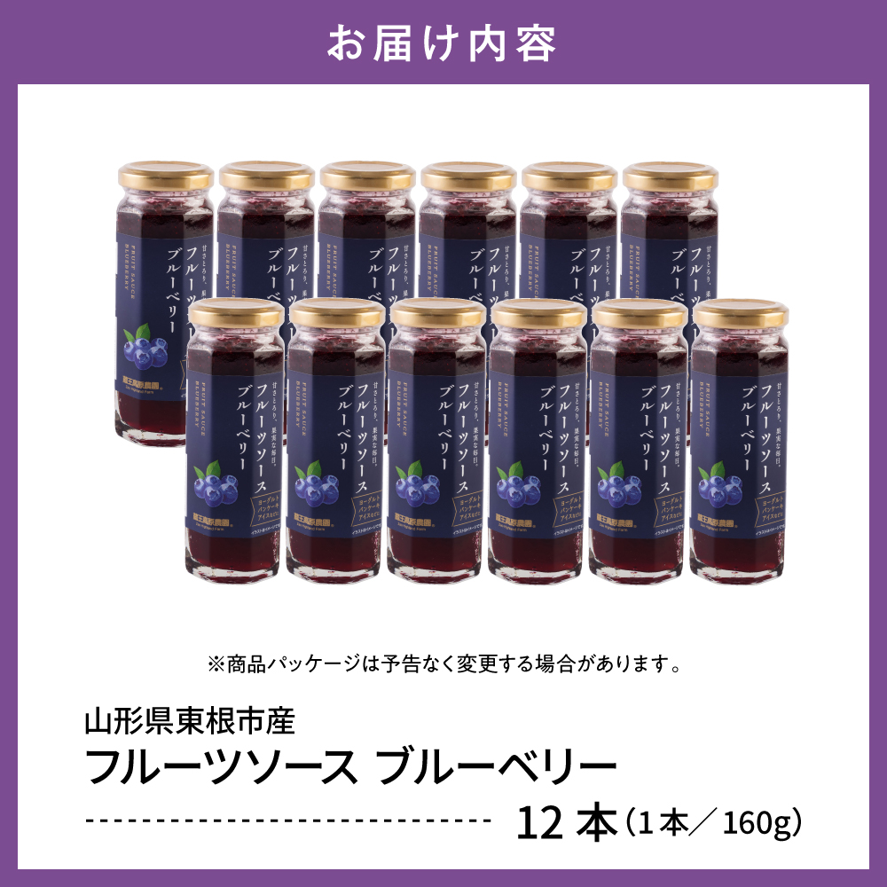 フルーツソース160g　ブルーベリー（12本）和歌山産業提供 山形県 東根市 hi070-010 ブルーベリー（12本）