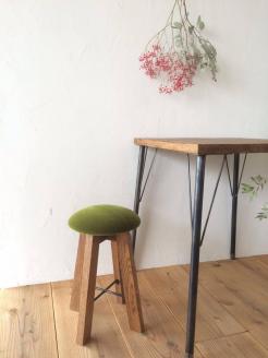 キノコスツール (モケットグリーン) 1脚 山形県 東根市 hi051-018