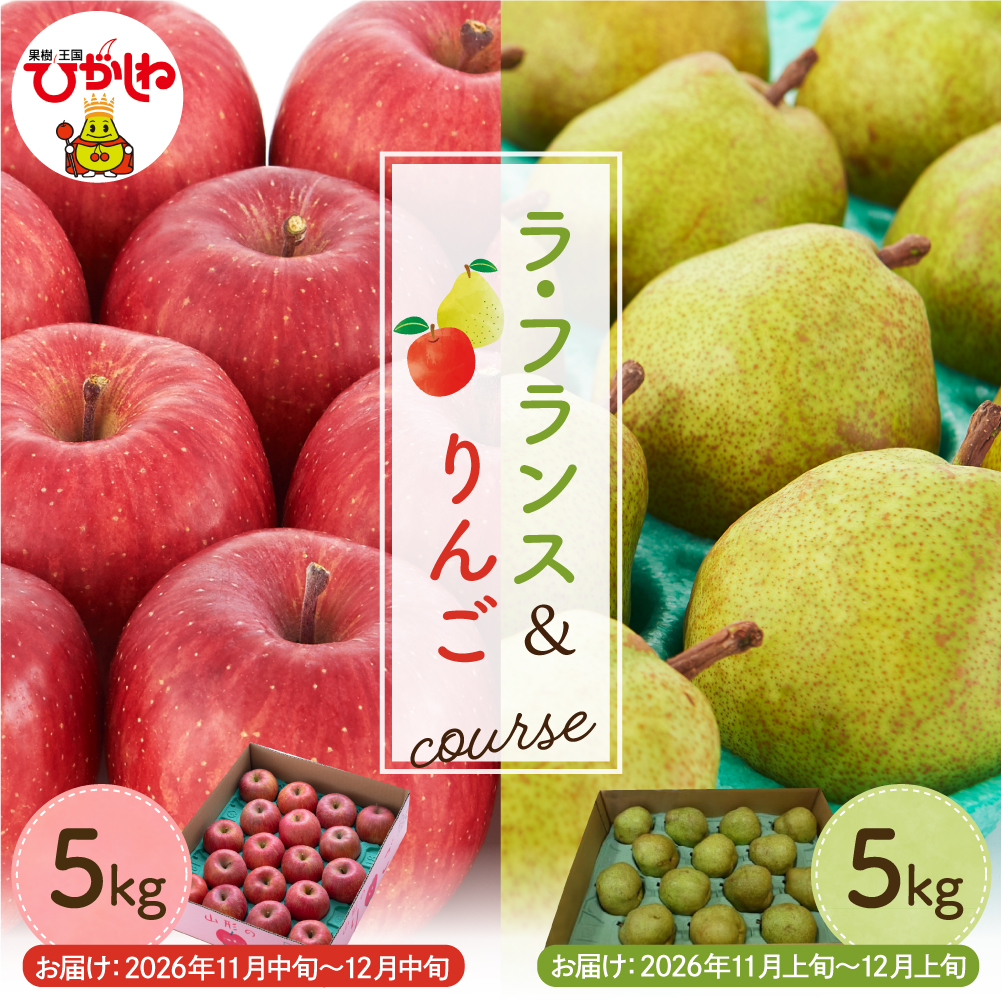 【2026年11月以降お届け】ラ・フランス＆りんご 2回定期便 山形県 東根市 よってけポポラ提供 hi003-158