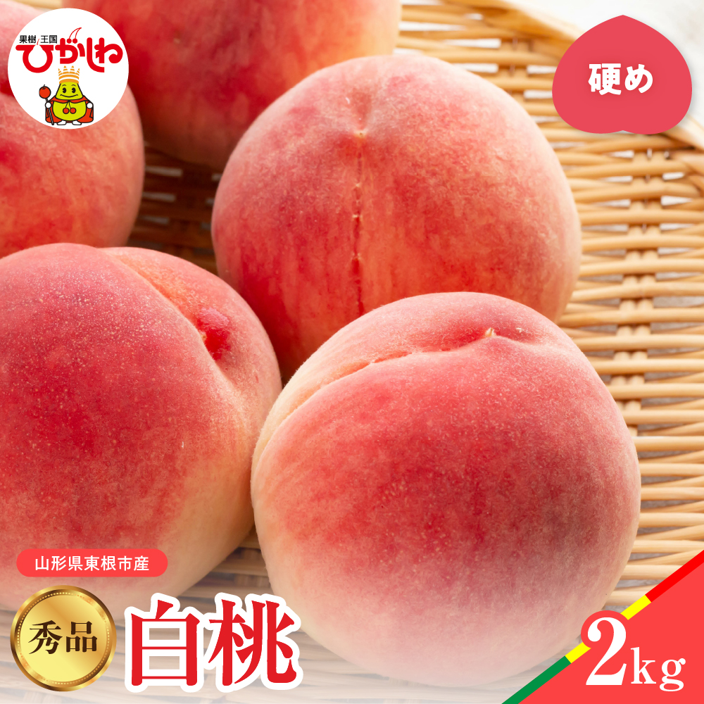 【2026年産】白桃 品種おまかせ 秀品2kg(硬め) 松栗提供 山形県 東根市 hi062-056 白桃 品種おまかせ 秀品2kg(硬め)