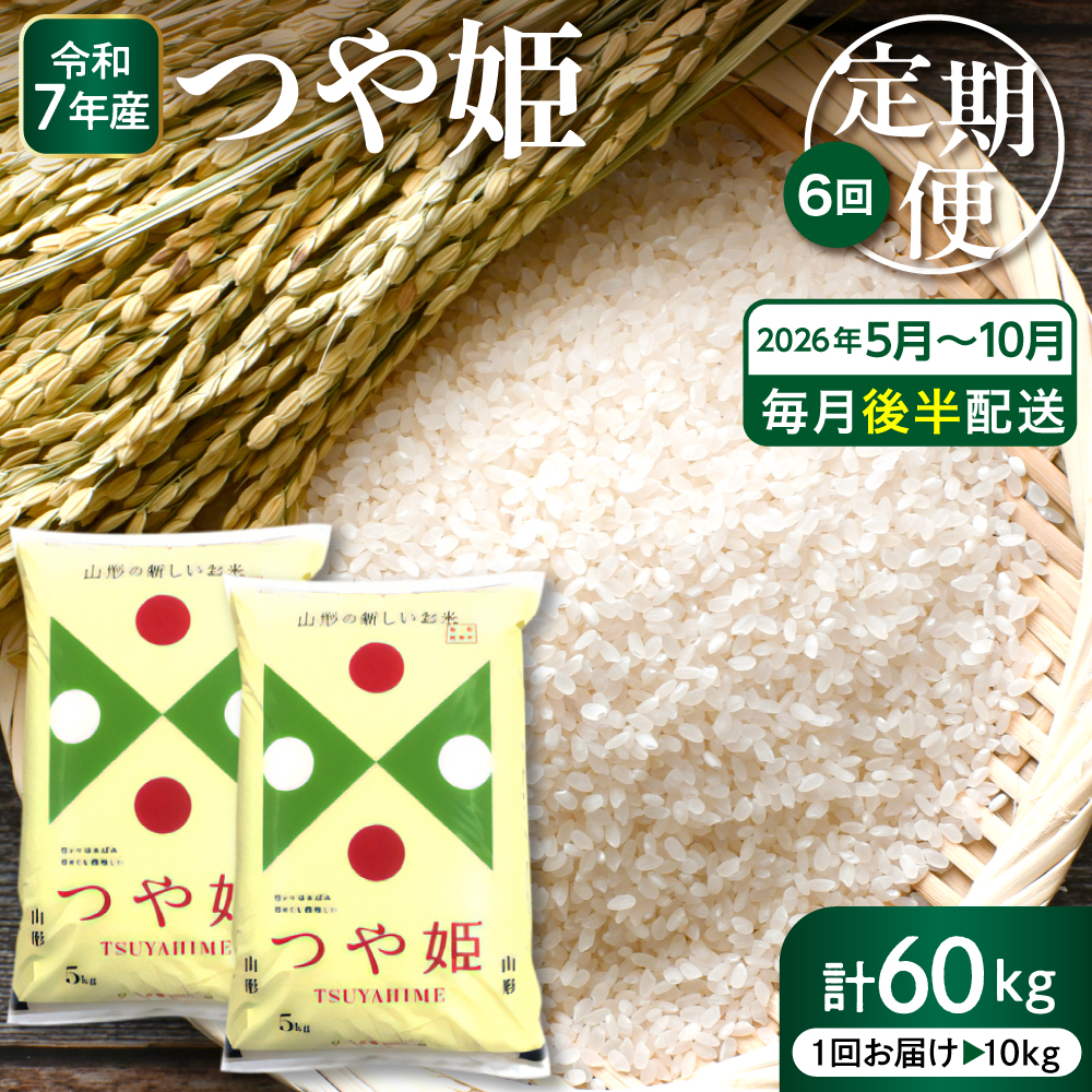 【2026年5月スタート】 特別栽培米つや姫10kg×6回(毎月 後半発送)定期便【深瀬商店】 hi053-053 2026年5月～10月(毎月後半発送)