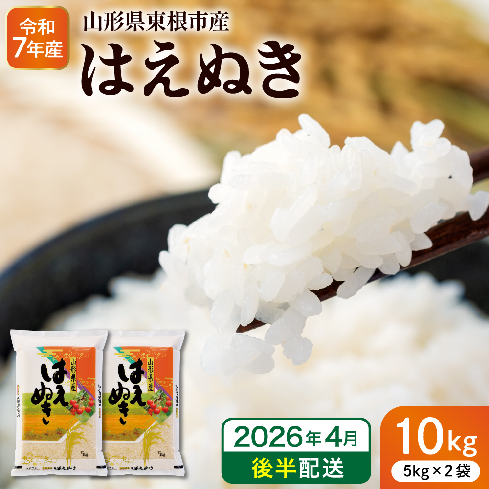 【令和7年産米】※2026年4月後半発送※ はえぬき10kg 山形県 東根市産 深瀬商店提供 hi053-063-043 2026年4月後半発送