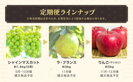 先行予約 全6回 フルーツ定期便 さくらんぼ 佐藤錦 尾花沢すいか もも シャインマスカット ラ・フランス りんご 令和8年産 2026年産 山形県産 山形 東北 国産 果物 くだもの お取り寄せ 沖縄・離島への配送不可 ja-ft6xx-b 全6回(さくらんぼ・すいか・もも・ぶどう・ラフランス・りんご）：寄附額99999999