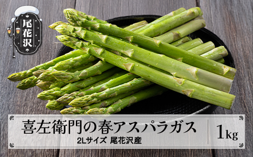 喜左衛門の春アスパラガス 2Lサイズ(極太) 1kg 5月上旬〜発送 令和8年産 2026年産 グリーンアスパラガス アスパラガス アスパラ 朝採り 山形県 尾花沢市  農家直送 産地直送 kz-vga2x1 2Lサイズ1kg（寄附額15,000円）