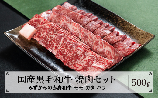 みずかみの赤身和牛 焼肉セット モモ カタ バラ 500g mz-wgyxx500 焼肉セット約500g(寄附額15000円)