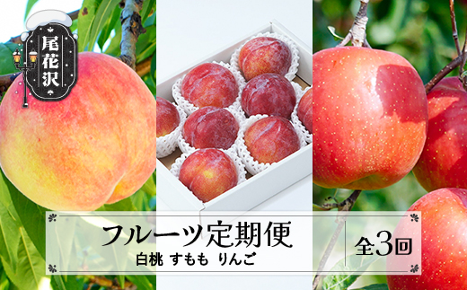 【先行予約】フルーツ定期便 全3回 白桃 すもも りんご 秀品 2026年8月上旬頃~発送開始 2026年産 令和8年産 佐竹物産 ※沖縄・離島への配送不可 sb-fthpr3-b 全3回(白桃 すもも りんご)：寄附額28,000円