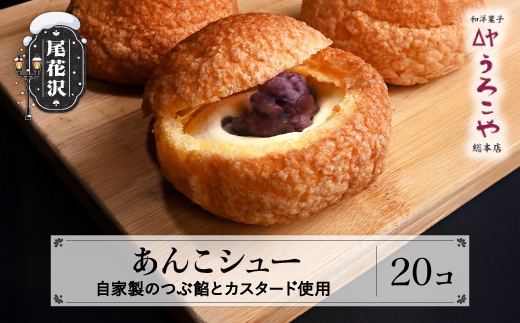 シュークリーム あんこシュー 20個 スイーツ 洋菓子 お菓子 デザート おやつ うろこや 尾花沢 送料無料 us-swasx20 20個入(寄附額20,000円)
