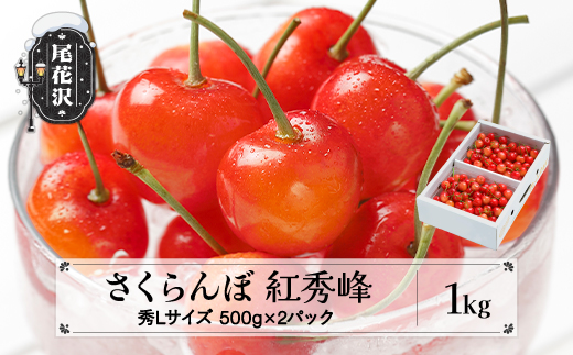 先行予約 さくらんぼ 紅秀峰 秀Lサイズ 1kg  (500gx2) バラ詰め 化粧箱 2026年産 令和8年産 山形県産 ns-bsslb1