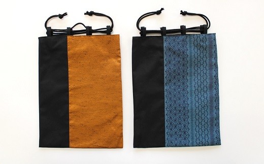 【障がい者支援】和のきんちゃく袋 2枚 ＋ ねこちゃんクリ