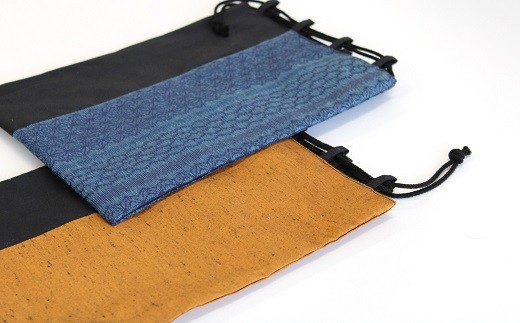 【障がい者支援】和のきんちゃく袋 2枚 ＋ ねこちゃんクリ