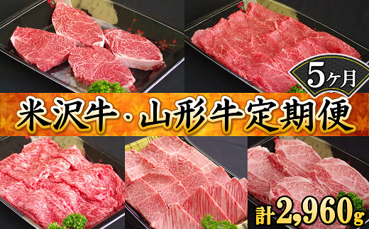 《定期便5回》 米沢牛・山形牛定期便 じっくり堪能コース 