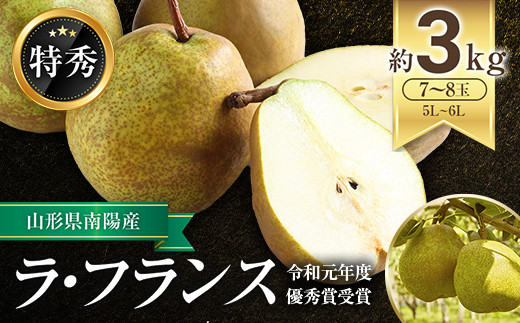 【令和7年産先行予約】 ラ・フランス 約3kg (7～8玉 特秀) 《