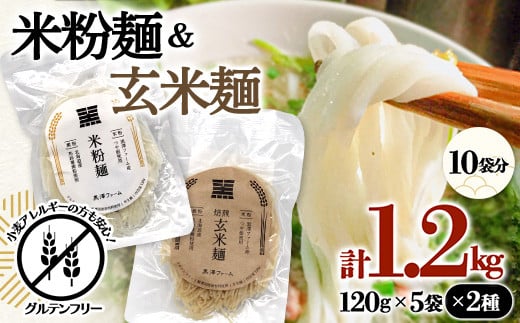 米粉麺・玄米麺 合計1.2kg (各120g×5袋) 『(株)黒澤ファーム』 