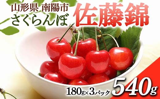 【令和8年産先行予約】 さくらんぼ 「佐藤錦」 540g (180g×3パ