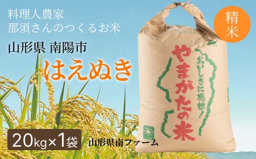 令和7年産 はえぬき (精米) 20kg×1袋 『山形県南ファーム』
