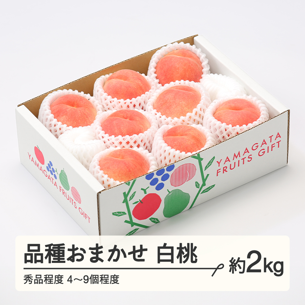 【先行予約】もも 桃 品種おまかせ 白桃 秀品程度 約2kg(4~9個程度) 2026年産 山形県産 ※沖縄・離島への配送不可 tf-moyws2
