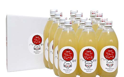 山形県中山町産 サンふじりんご100%ジュース 600ml×12本 令和8年産のりんご使用 12月上旬より発送開始 渡辺ファーム リンゴ フルーツ 果物 くだもの F4A-0414