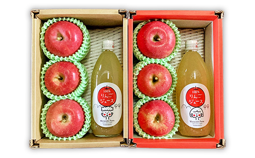 ≪2025年先行予約≫農家直送「サンふじ」食べ飲みづくし シェアセット 贈答用 ギフト ジュース りんご 小玉 F4A-0391