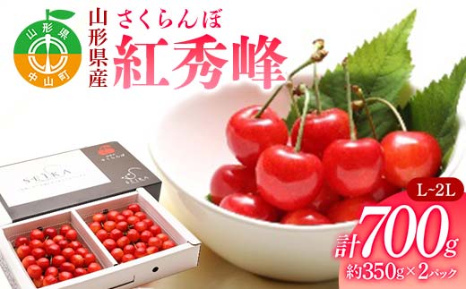 《2026年先行予約》 山形県産 さくらんぼ 紅秀峰 約350g×2パック（L～2Lサイズ）特秀 果物 フルーツ 山形県 中山町 F4A-0417