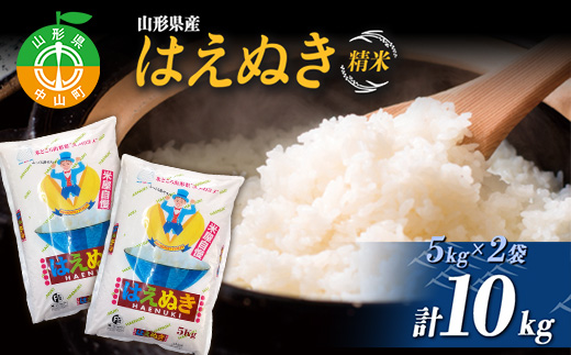 【令和7年度産】 山形県産　はえぬき精米 5kg×2袋計10kg ≪2025年10月より順次発送≫ ブランド米 こめ ご飯 ごはん 白米 F4A-0500