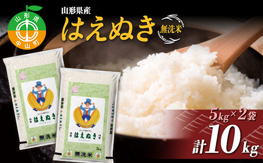 【令和7年度産】 山形県産　はえぬき無洗米 5kg×2袋計10kg ≪2025年10月より順次発送≫ ブランド米 こめ ご飯 ごはん 白米 エコ 節水 F4A-0501