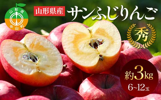 《2026年発送先行予約》山形県産サンふじりんご 秀 約3kg 林檎 リンゴ フルーツ 果物 くだもの 山形県 中山町 F4A-0913