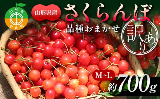 【先行受付】【訳あり】さくらんぼ約700g M～L (佐藤錦or紅秀峰) 果物 くだもの フルーツ 夏果物 サクランボ ご家庭用 ご自宅用 F4A-0946