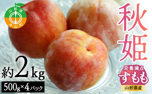 《2026年先行予約》山形県産 栄養満点★すもも「秋姫」 約2kg（500g×4パック） L～3Lサイズ フルーツ 果物 くだもの 山形県 中山町 F4A-0433