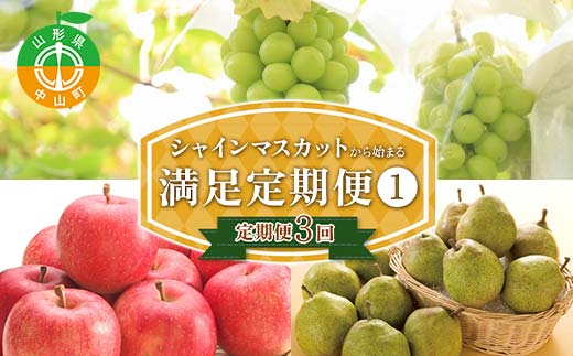2026年先行予約 【定期便 3回】シャインマスカットから始まる満足定期便(1) シャインマスカット ラ・フランス 洋梨 梨 りんご サンふじりんご 果物 フルーツ 山形県 中山町 F4A-0449