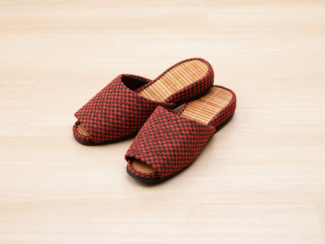 「かぐや姫」スリッパ（赤+ベージュの２足セット）