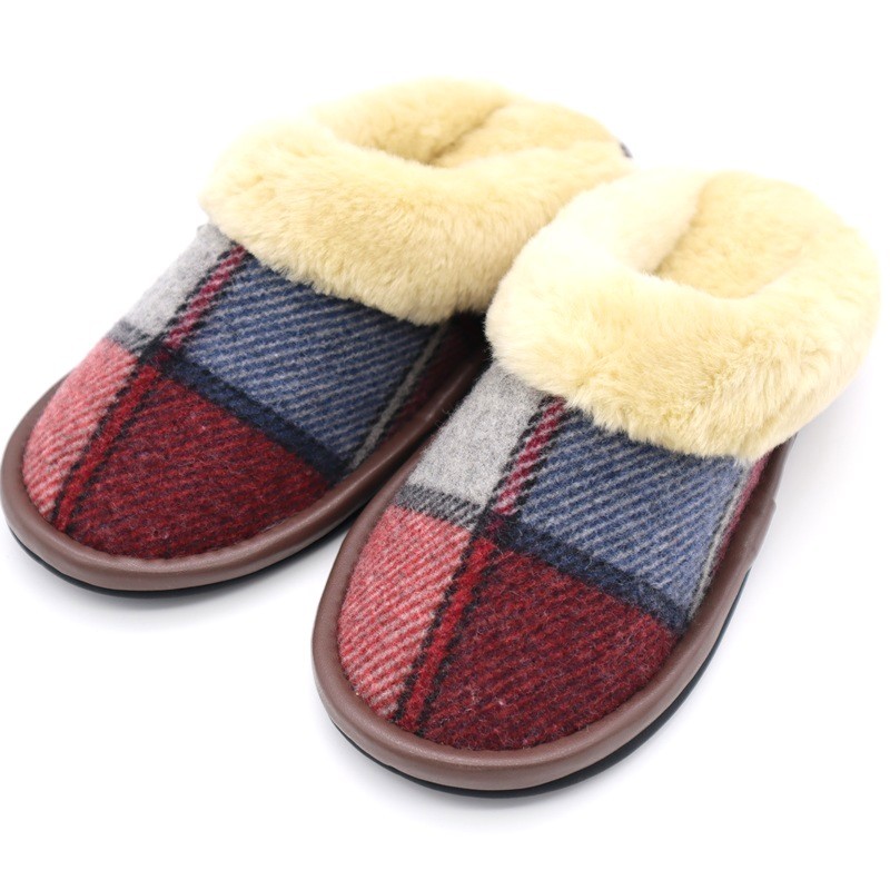 【Mサイズ・レッド系】ボア・ボアスリッパ 1足 Mサイズ・レッド系