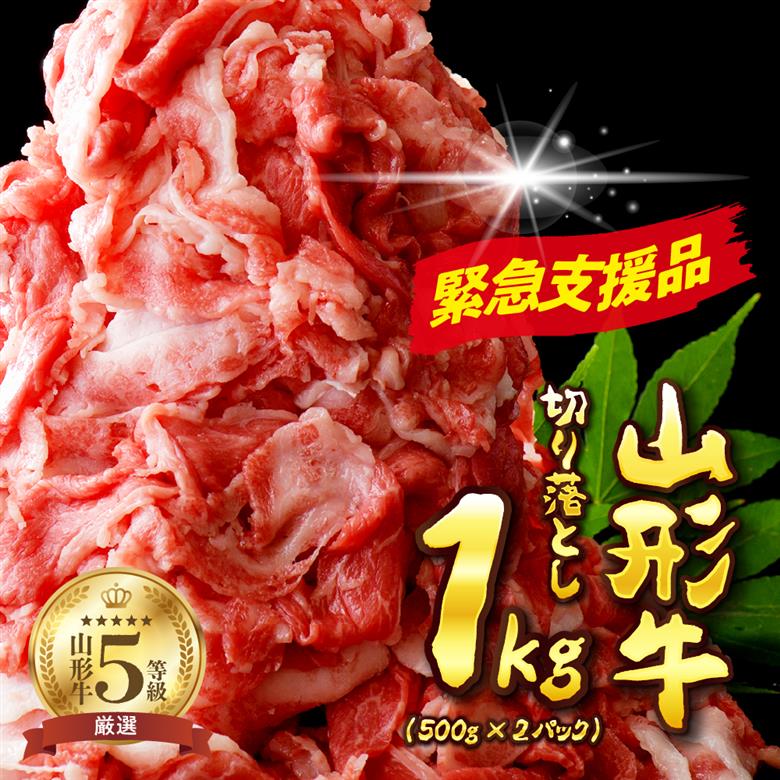 5等級！山形牛 牛肉 切り落とし 1kg 【数量限定】（500g×2パック）