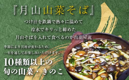 FYN6-162 山菜そば発祥の店『出羽屋』の月山山菜そばセット(2人前) 季節の山菜・具材・たれ付 山菜 さんさい 茸 きのこ キノコ 野菜 具材付 蕎麦 そば ソバ 麺 簡単調理 贈答 贈り物 ギフト プレゼント 中元 歳暮 自宅用 家庭用 山形県 西川町 月山