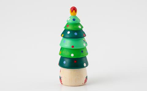 FYN9-583 ＜菊摩呂こけし工房＞ きのこなツリー 工芸品 伝統 インテリア 置物 クリスマス 山形県 西川町