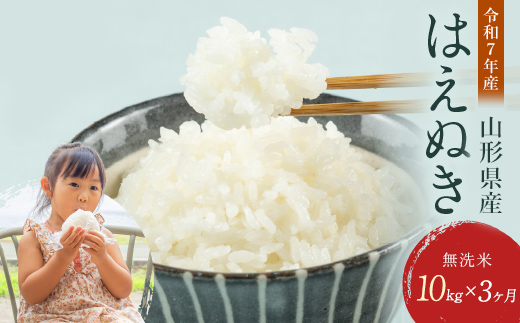 FYN1-985  【3回定期便・2月後半発送】令和7年産 山形県産 はえぬき 10kg 2025年 お米 米 米米 ごはん ご飯 白米 国産 ブランド米 節水 時短 冷めてもおいしい お取り寄せ 食品 山形県 西川町 月山 