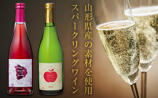 FYN6-108 月山山麓 シードルスパークリング＆ロゼスパークリング ワインセット ライトボディ 山形県 西川町