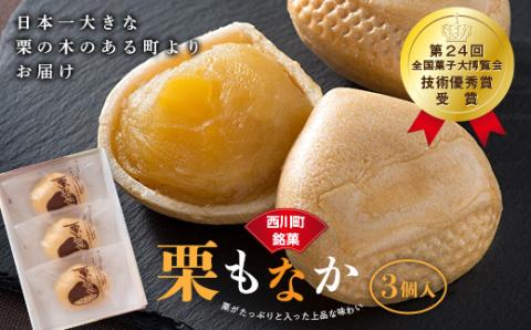 FYN6-158 【西川町銘菓】日本一大きな栗の木「栗もなか」 3個入 全国菓子博覧会 技術優秀賞受賞 和菓子 最中 山形県 西川町