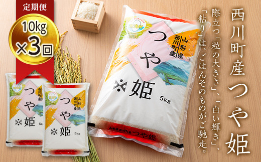 FYN6-276 【定期便3回】令和7年度 山形県 西川町産 無洗米 つや姫 10kg(5㎏×2)×3回 合計30kg 精米 白米 米 こめ ライス ごはん ご飯 ブランド米 銘柄米 家庭用 自宅用 贈答用 お取り寄せ 定期便 定期 毎月 食品 時短 節水 2025年 西川町 月山