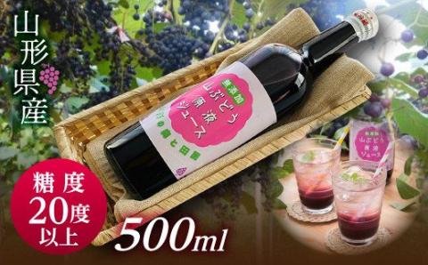 FYN9-342 【おいしい山形西川町】糖度20度以上！甘くフルーティーな山形県産山ぶどう原液ジュース 500ml×1本 ブドウ 100％ 飲料