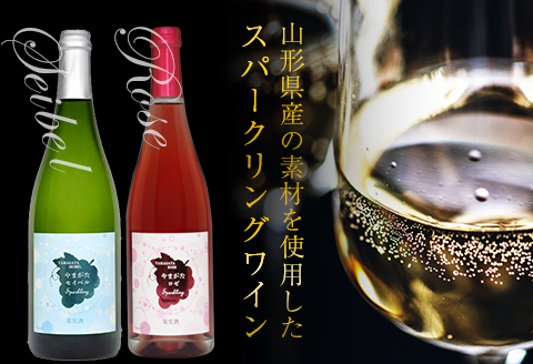FYN9-740 月山山麓 スパークリングワイン飲み比べセット（セイベル・ロゼ）750ml×2 やや辛口 山形県 西川町