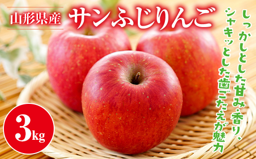 FYN9-945 山形県産 サンふじりんご 3kg 2025年11月中旬から順次発送 林檎 りんご リンゴ 秋果実 果物 くだもの フルーツ 自宅用 産地直送 期間限定 山形県 西川町 月山