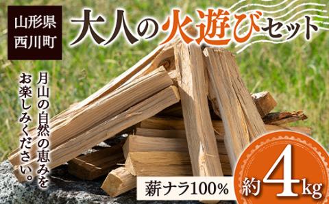 FYN9-539 大人の火遊びセット 薪 約4kg (ナラ 楢 100％) キャンプ アウトドア 乾燥薪 焚火 ソロキャンプ