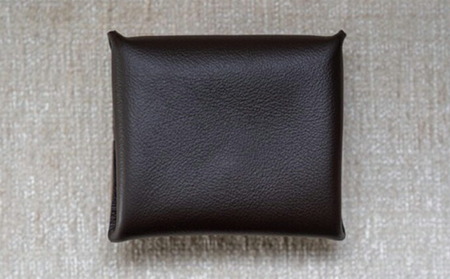 本革コインケース（こげ茶色）7.5×7.5cm【ann's  jam・ハンドメイド品】