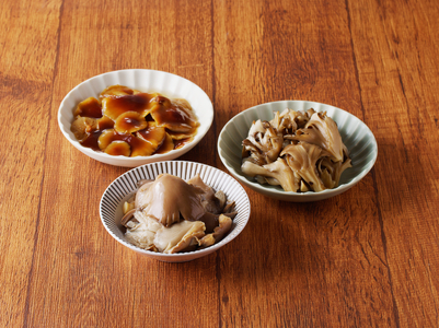 大江町柳川産 原木きのこ水煮3種（なめこ・舞茸・ひらたけ）